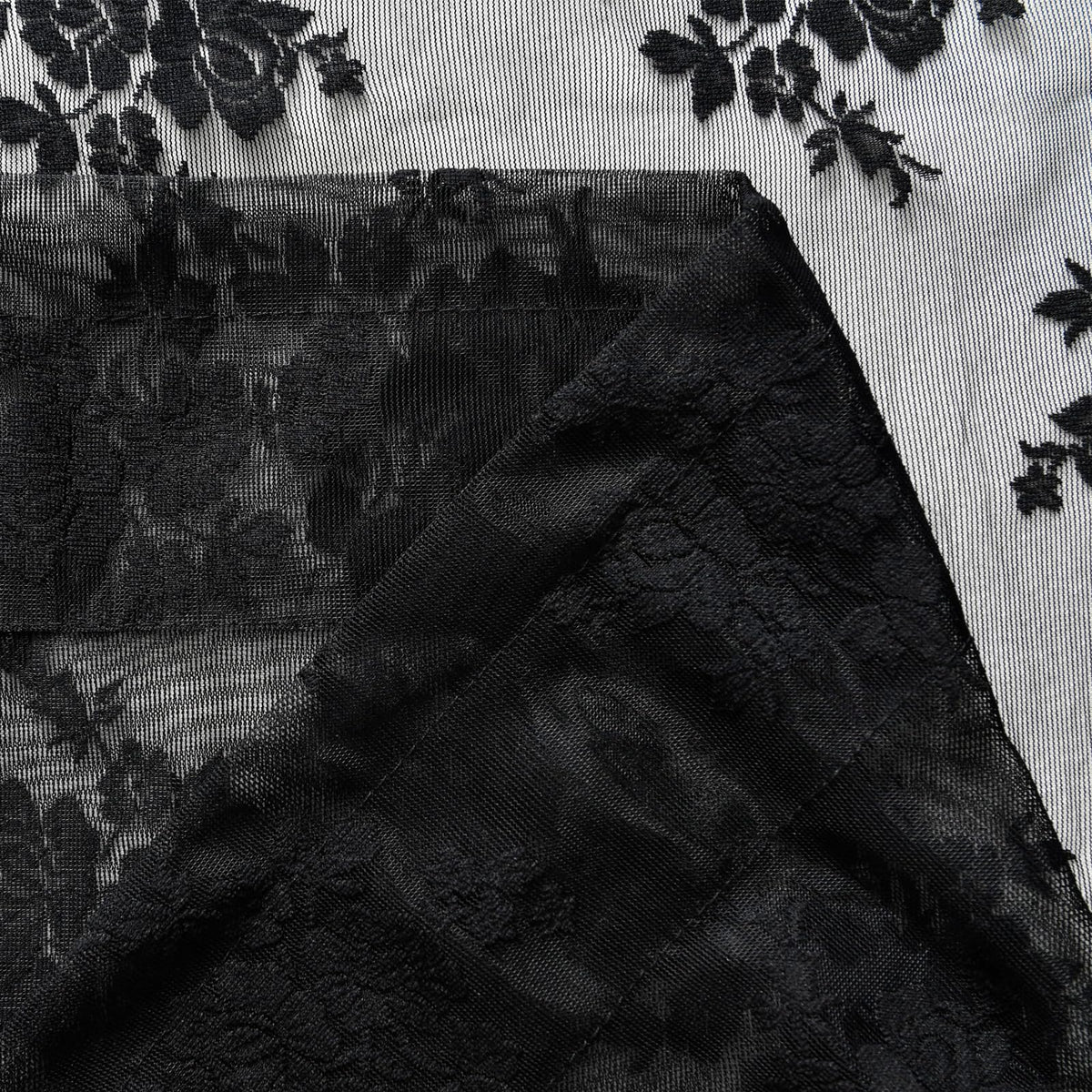 Kotile black lace curtains enhance room ambience with subtle privacy