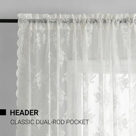 Kotile ivory lace curtains viewed as sheer window solution in bright room