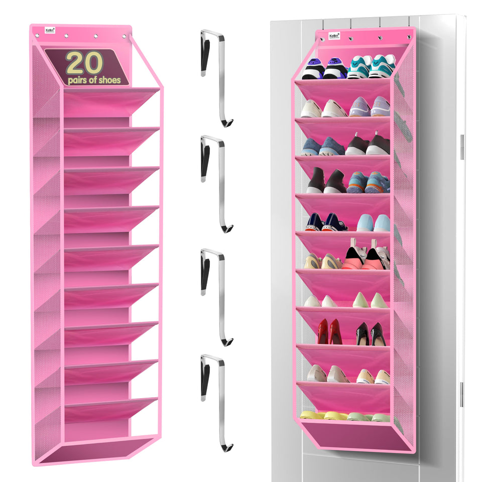 Kotkn 10-tier over-the-door organizer in full setup, maximizing closet space.