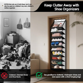 Kotkn spacious 24-30 pair capacity helps declutter bedrooms and closets.