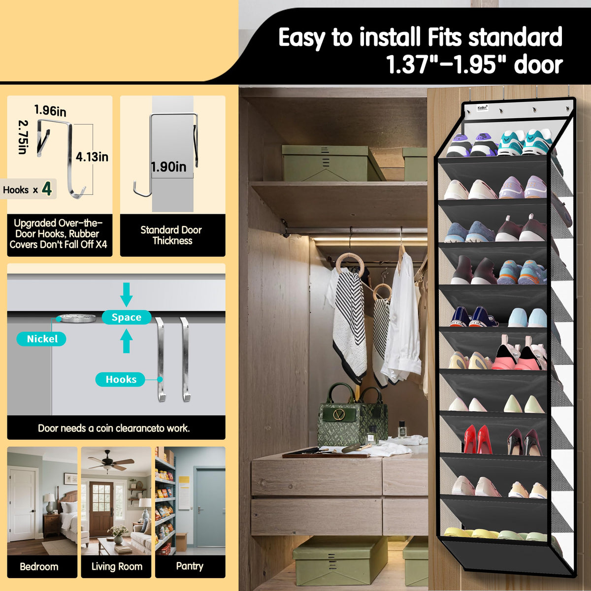 Kotkn 73.6-inch height optimizes vertical storage for tall boots.