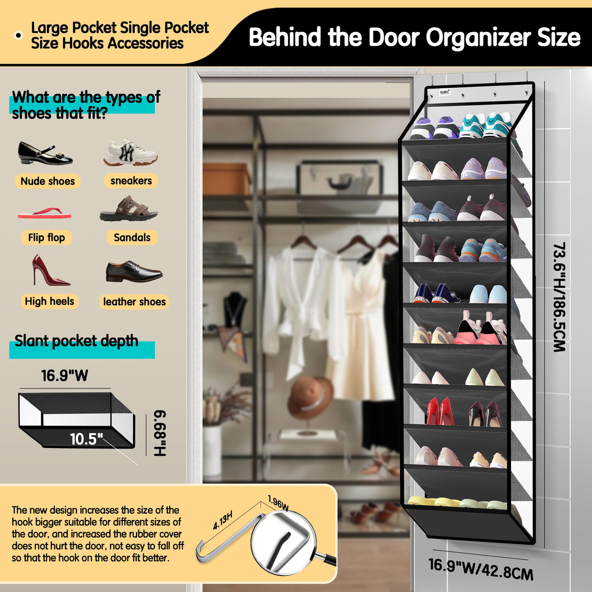Kotkn heavy-duty oxford fabric dividers provide durable storage for boots and sneakers.