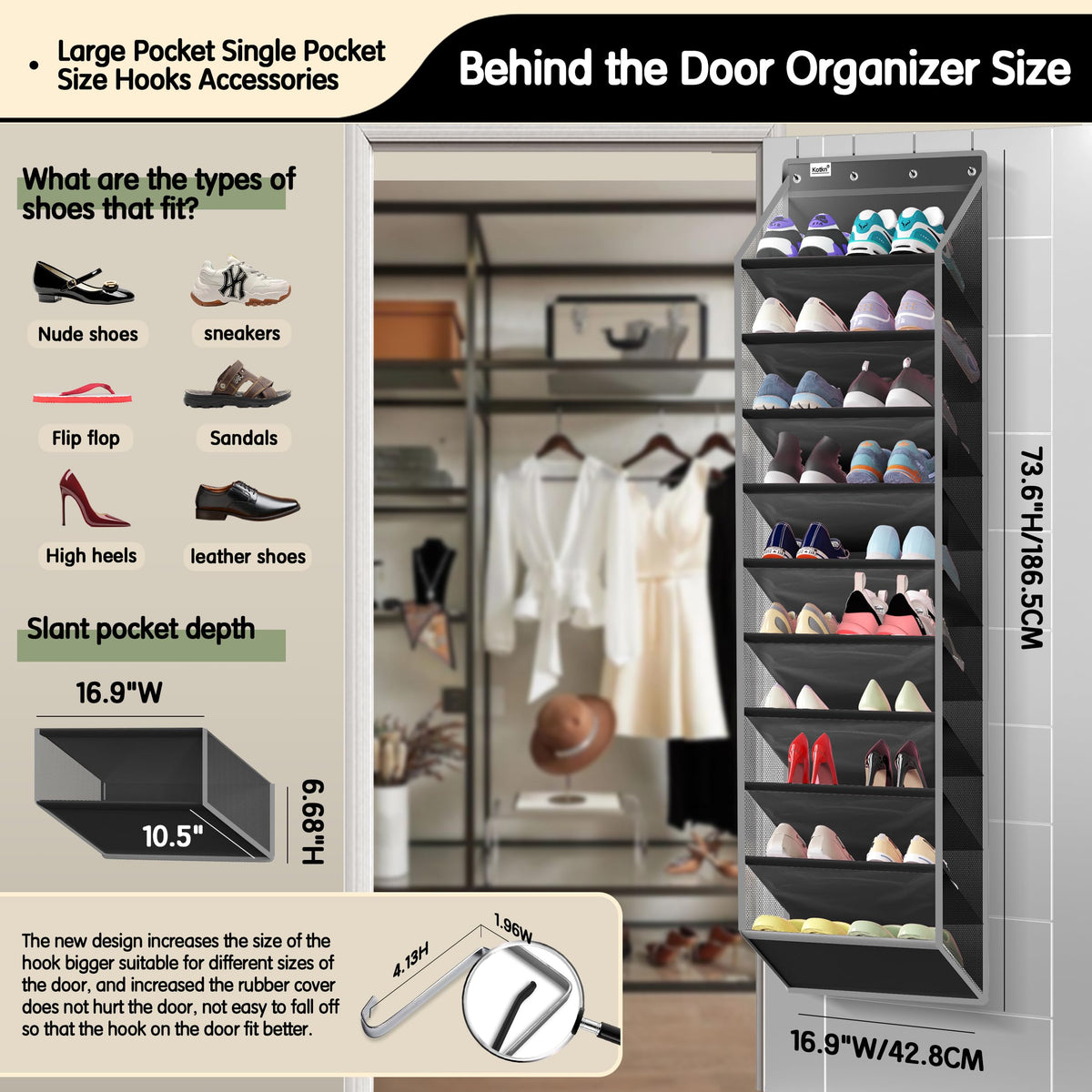 Kotkn vertical pockets store multiple pairs with easy access.