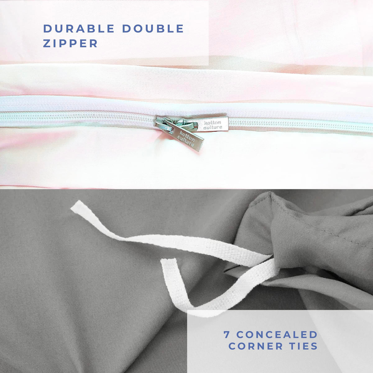 Kotton Culture seven corner ties detail keeps the duvet insert in place