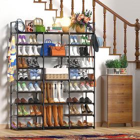 Kottwca 9-tier shoe rack assembly image detailing quick, tool-friendly setup process.