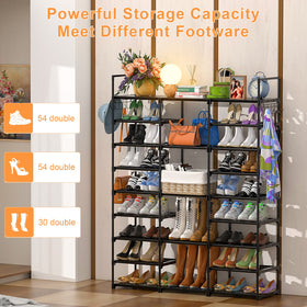 Kottwca 9-tier shoe rack disassembled parts illustrating easy DIY customization and space-saving setup.