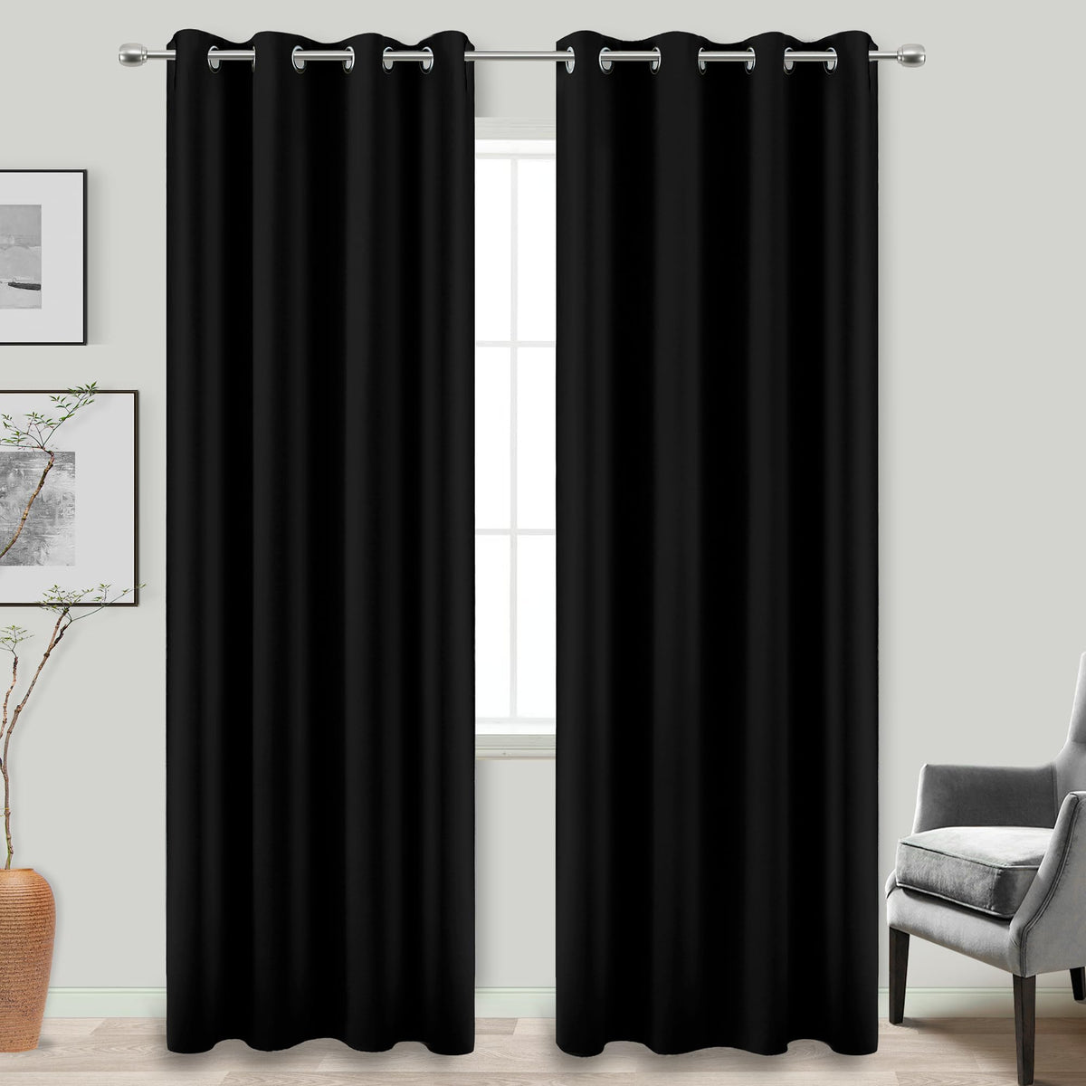 KOUFALL blackout curtains 84 inches in the bedroom block light for deep sleep.