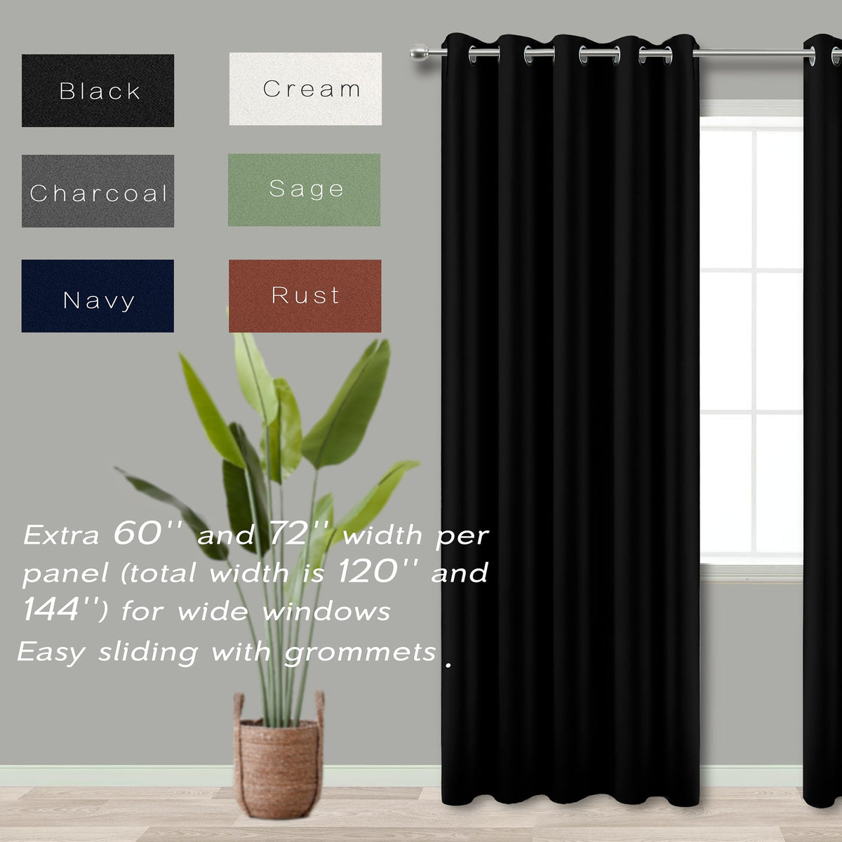 KOUFALL blackout curtains soft microfiber texture for a drapable premium feel.