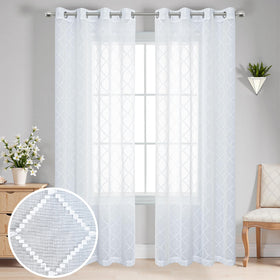 KOUFALL diamond-embroidered sheer panels provide elegant privacy while filtering daylight
