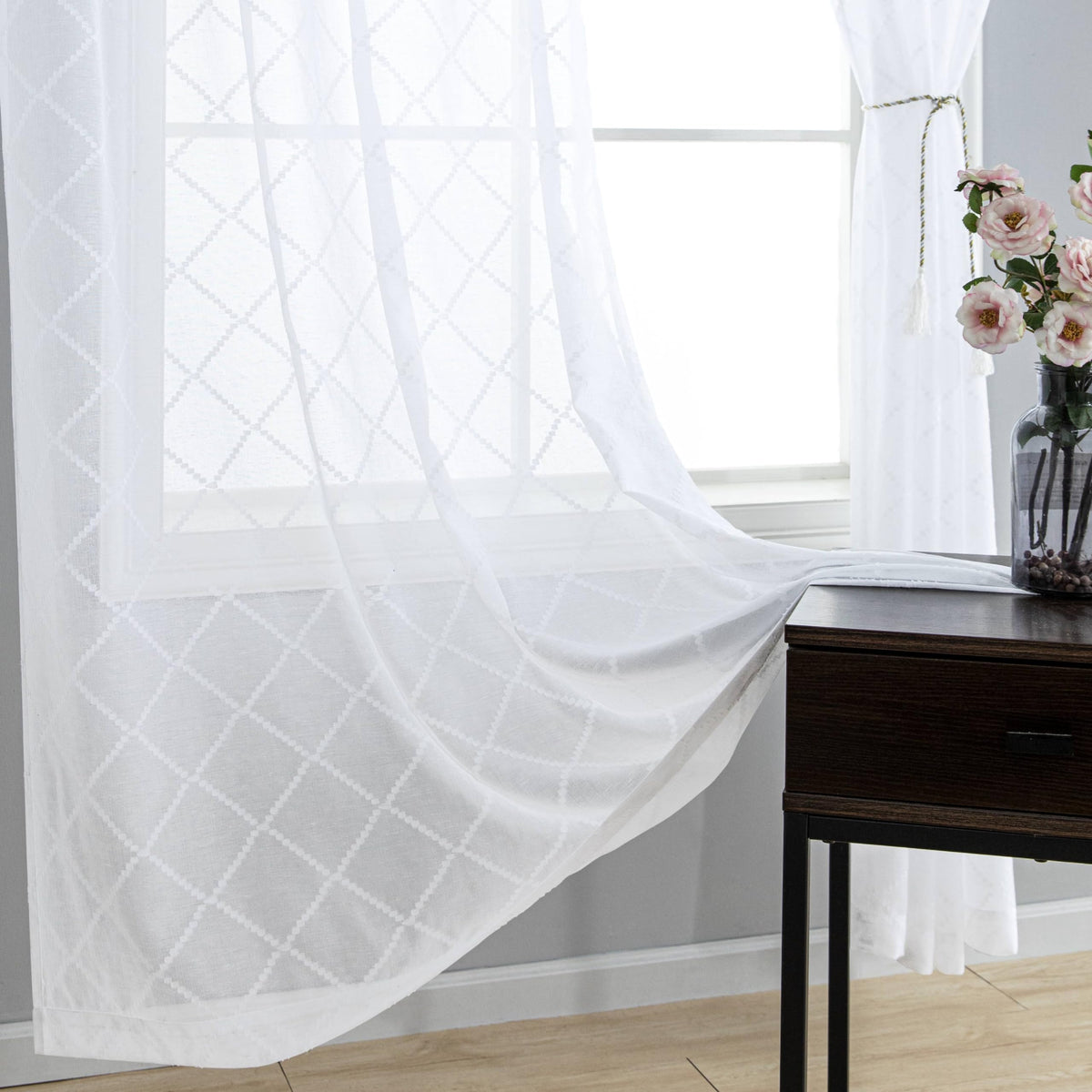 KOUFALL two-panel curtain set with grommets for easy hanging on standard rods