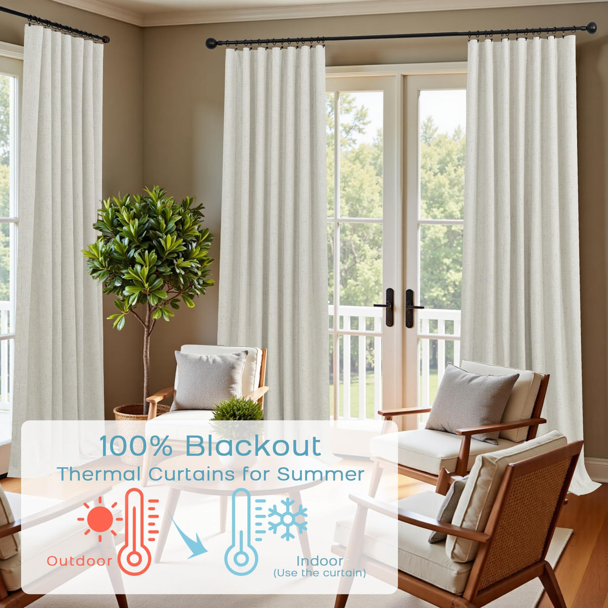 KOUFALL two-panels-per-package for complete window coverage