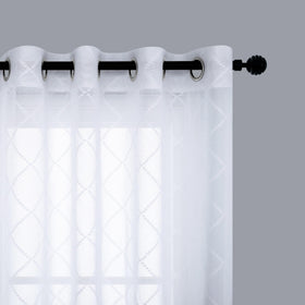 KOUFALL white sheer curtain with diamond embroidery adds subtle luxury and soft light