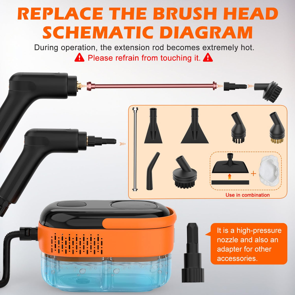 Koutop steam cleaner 16 accessory kit for car and home detailing