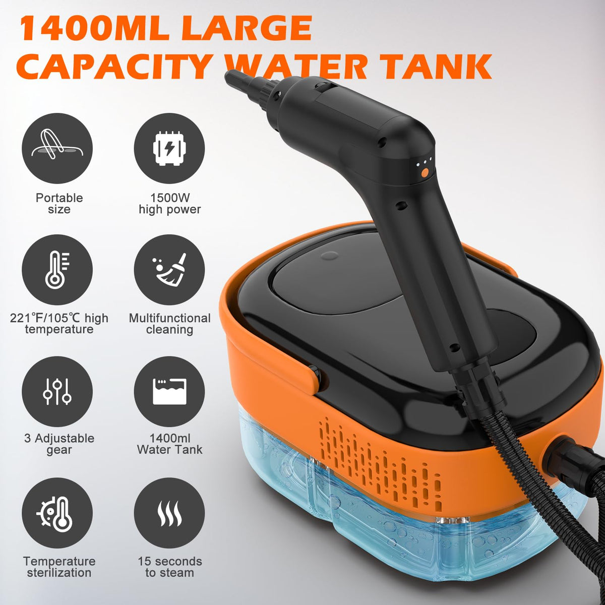 Koutop steam cleaner delivers 50 PSI steam for deep grime removal