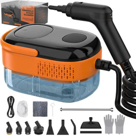 Koutop steam cleaner shows large 1400ml tank for extended cleaning sessions