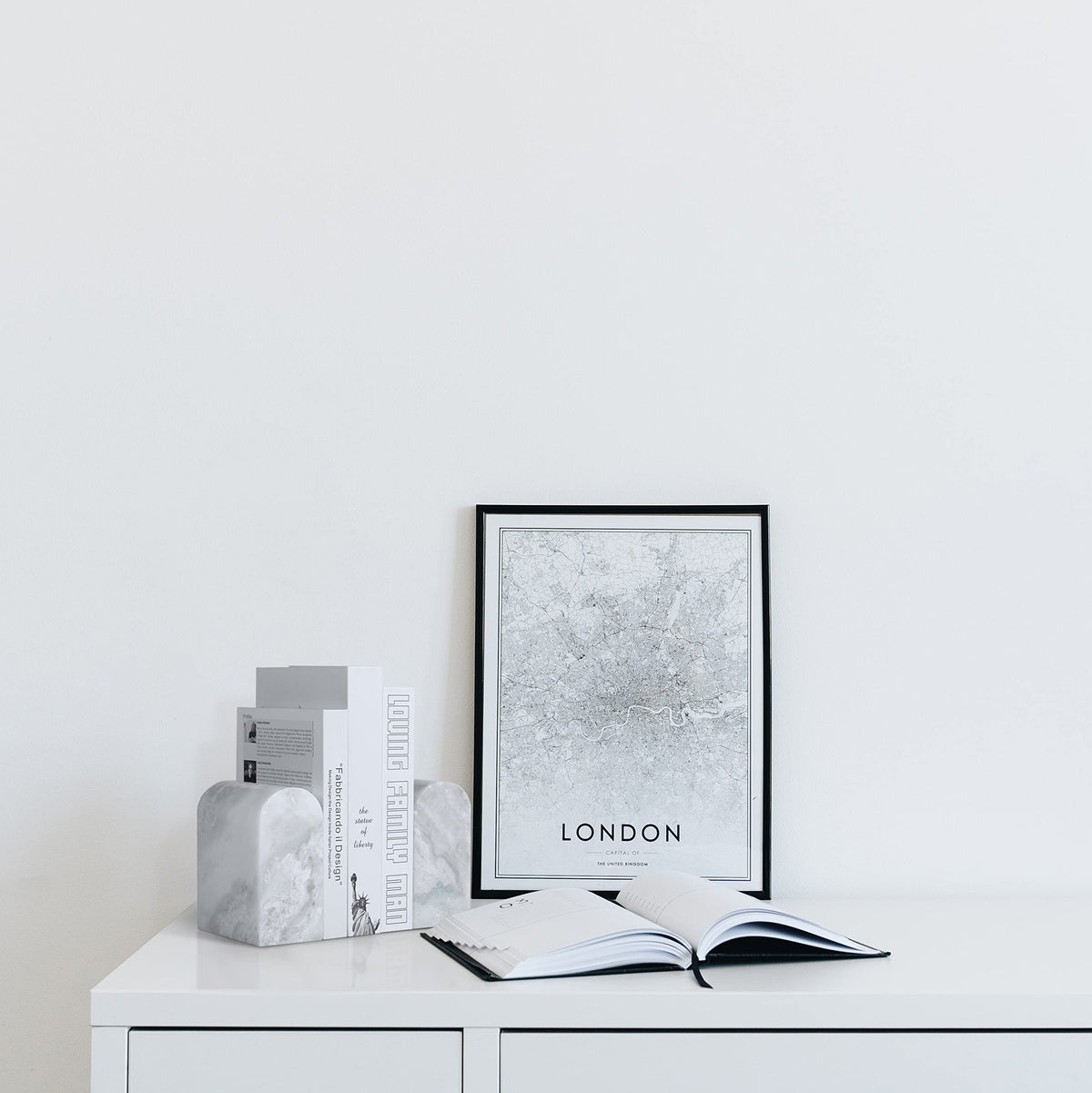 Koville African marble bookends are polished for a premium look.