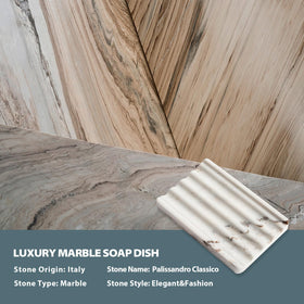 Koville marble dish offers dual grooves for drying and convenient pickup.