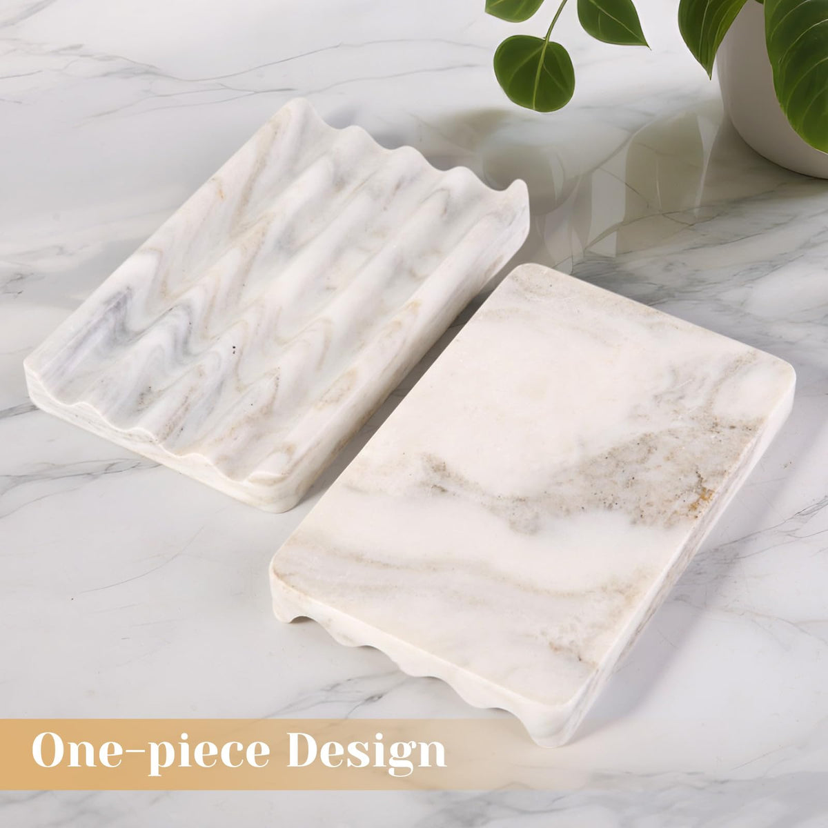Koville natural marble is hand-polished for a refined bathroom accessory.