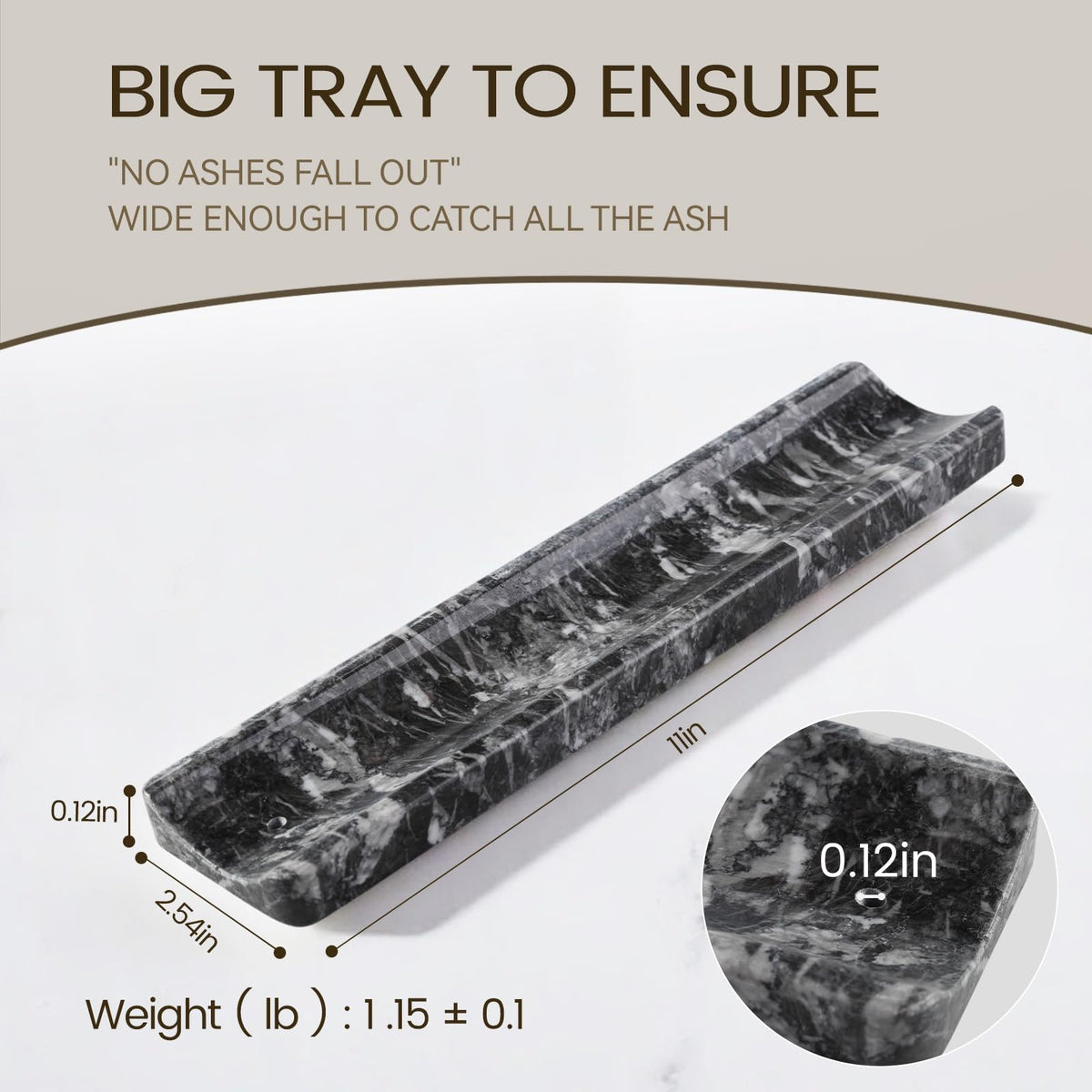 Koville Marble Incense Holder ash-groove detail emphasizes mess-free experience