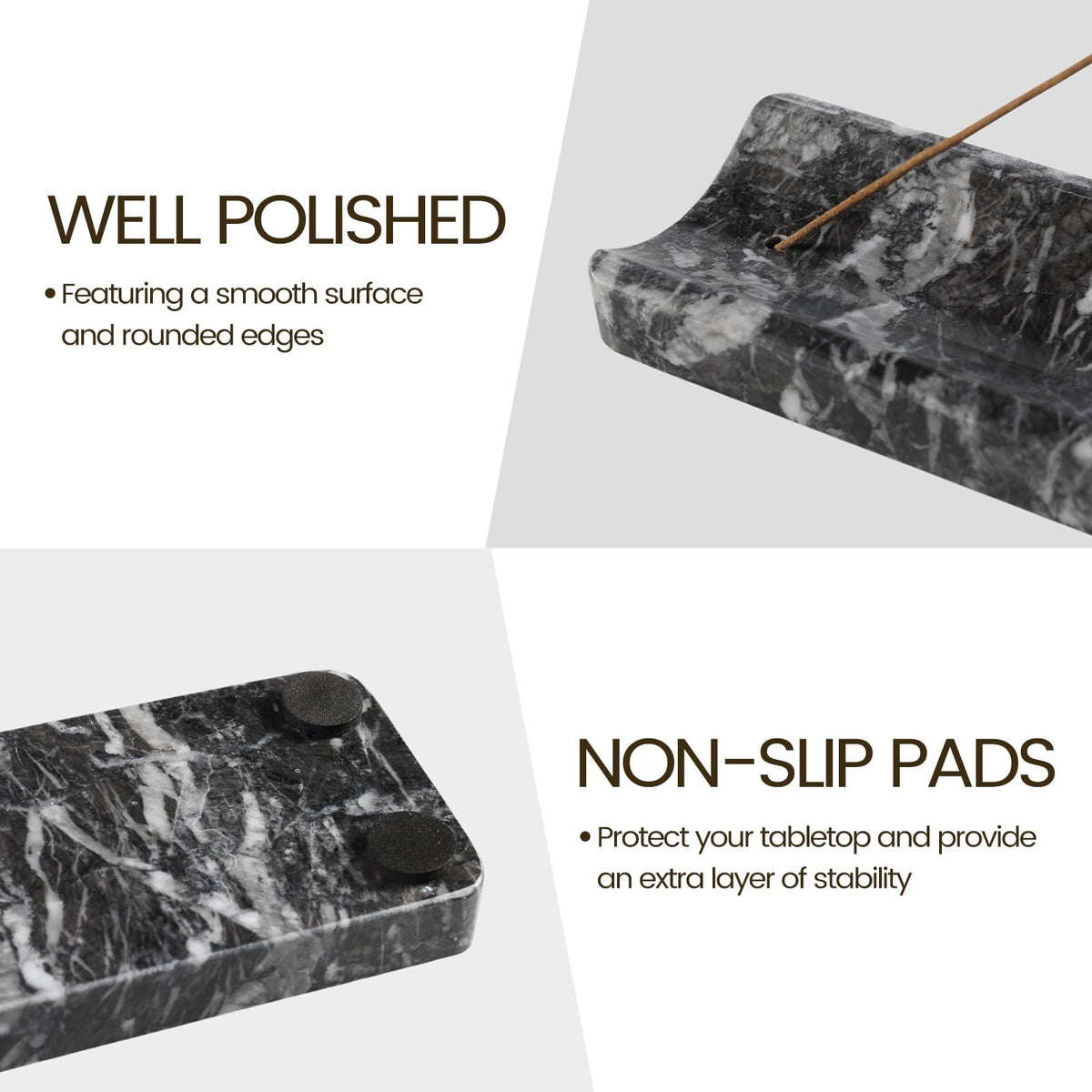 Koville Marble Incense Holder hole-detail demonstrates 3mm standard stick compatibility