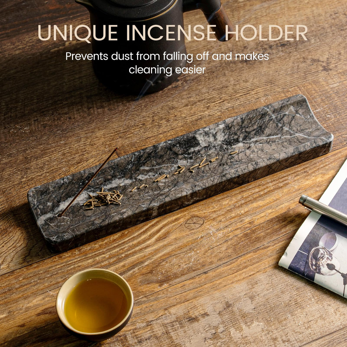 Koville Marble Incense Holder closeup texture showcases natural marble patterns