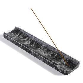 Koville Marble Incense Holder top view shows natural veining and clean ash collection