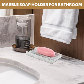 Koville Bianco Carrara dish stands up to daily bathroom use