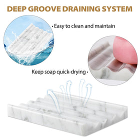 Koville marble soap dish Bianco Carrara on the sink stays stable and clean