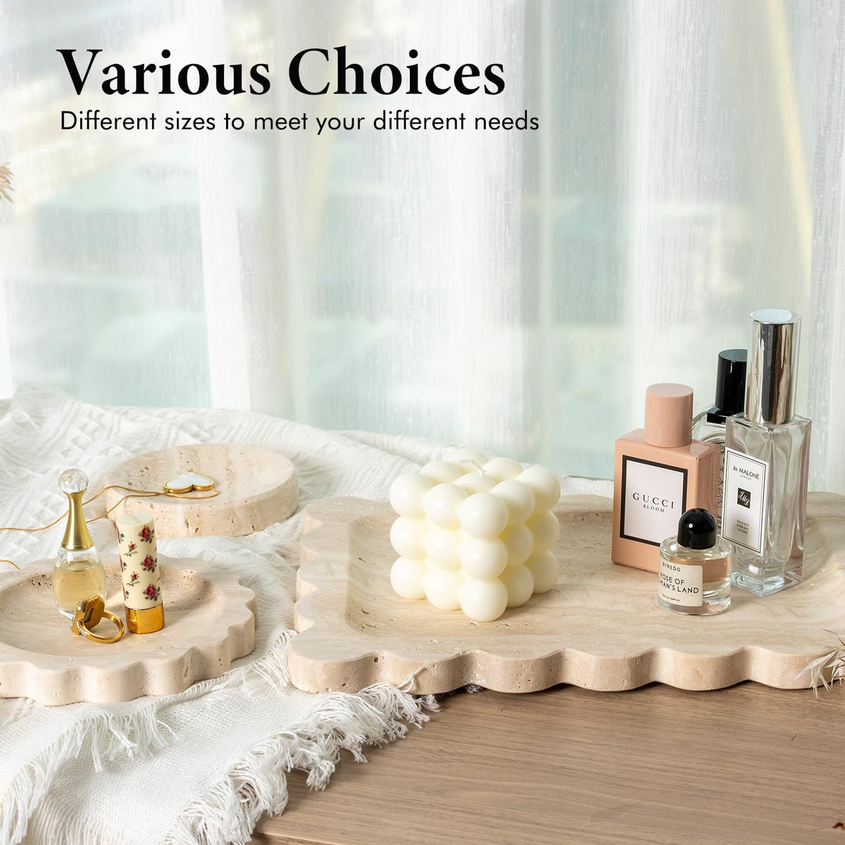 Koville Natural stone tray simplifies daily routines on dresser.