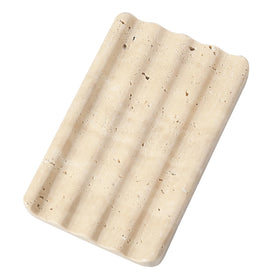 Koville natural travertine soap dish in bathroom shower keeps soap dry and elegant.
