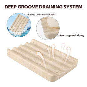 Koville travertine dish with hand-polished surface for a premium feel.