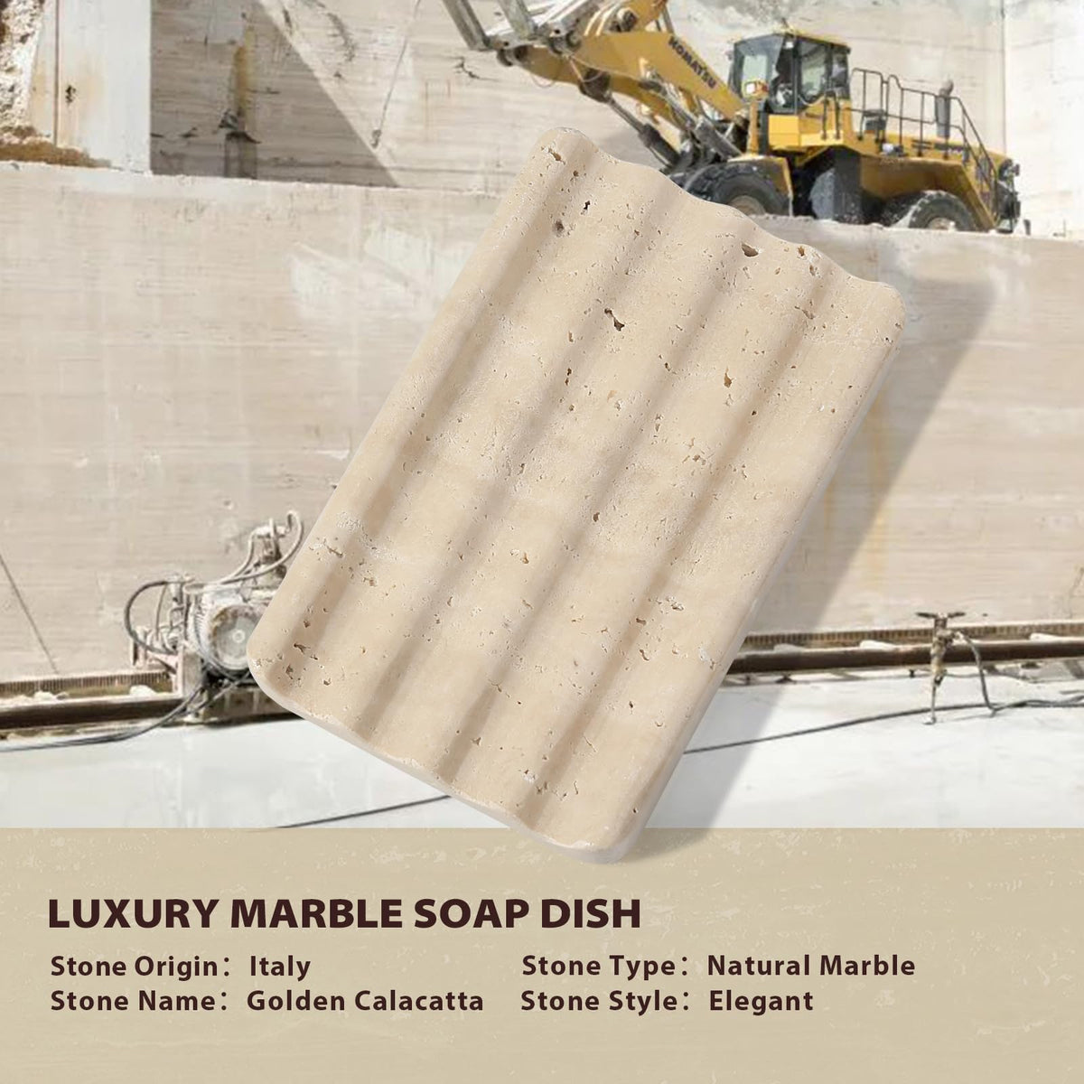 Koville travertine dish with porous drainage handles excess water gracefully.