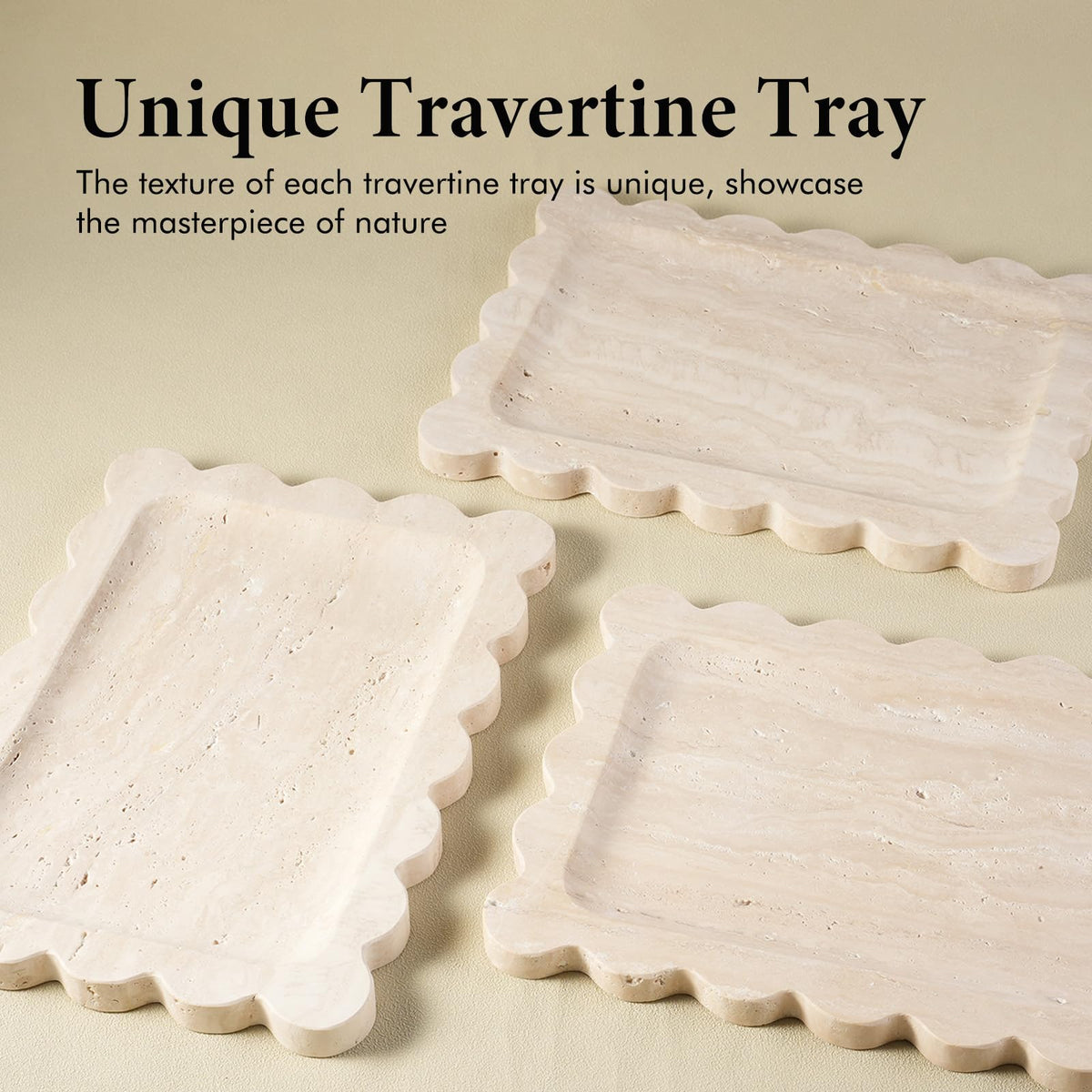 Koville Travertine tray adds minimalist elegance to counters.