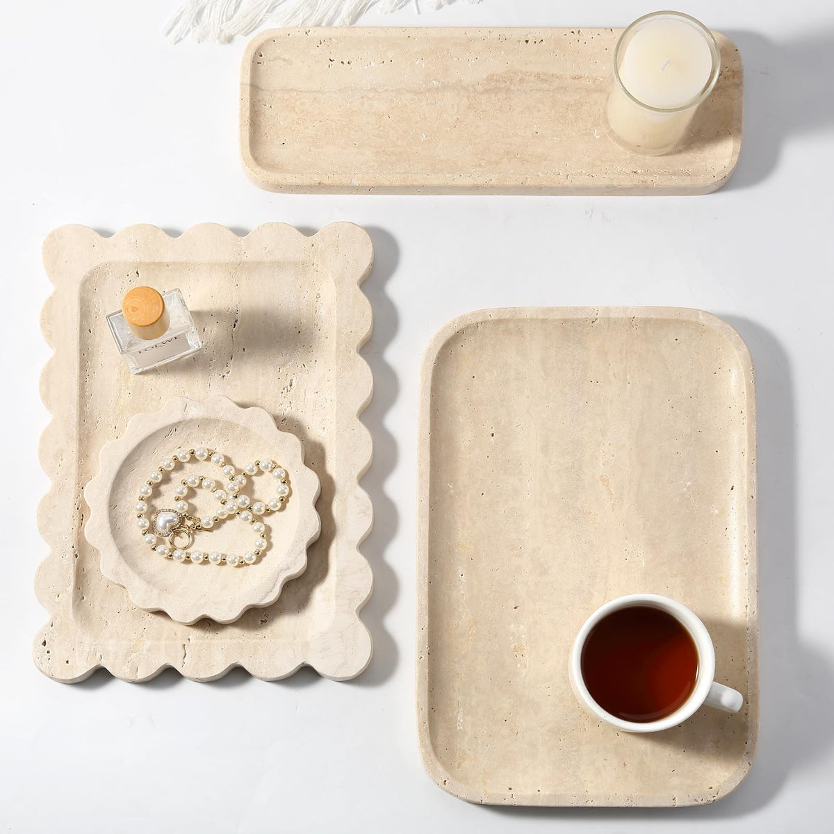 Koville Travertine Tray in gift-ready packaging for gifting