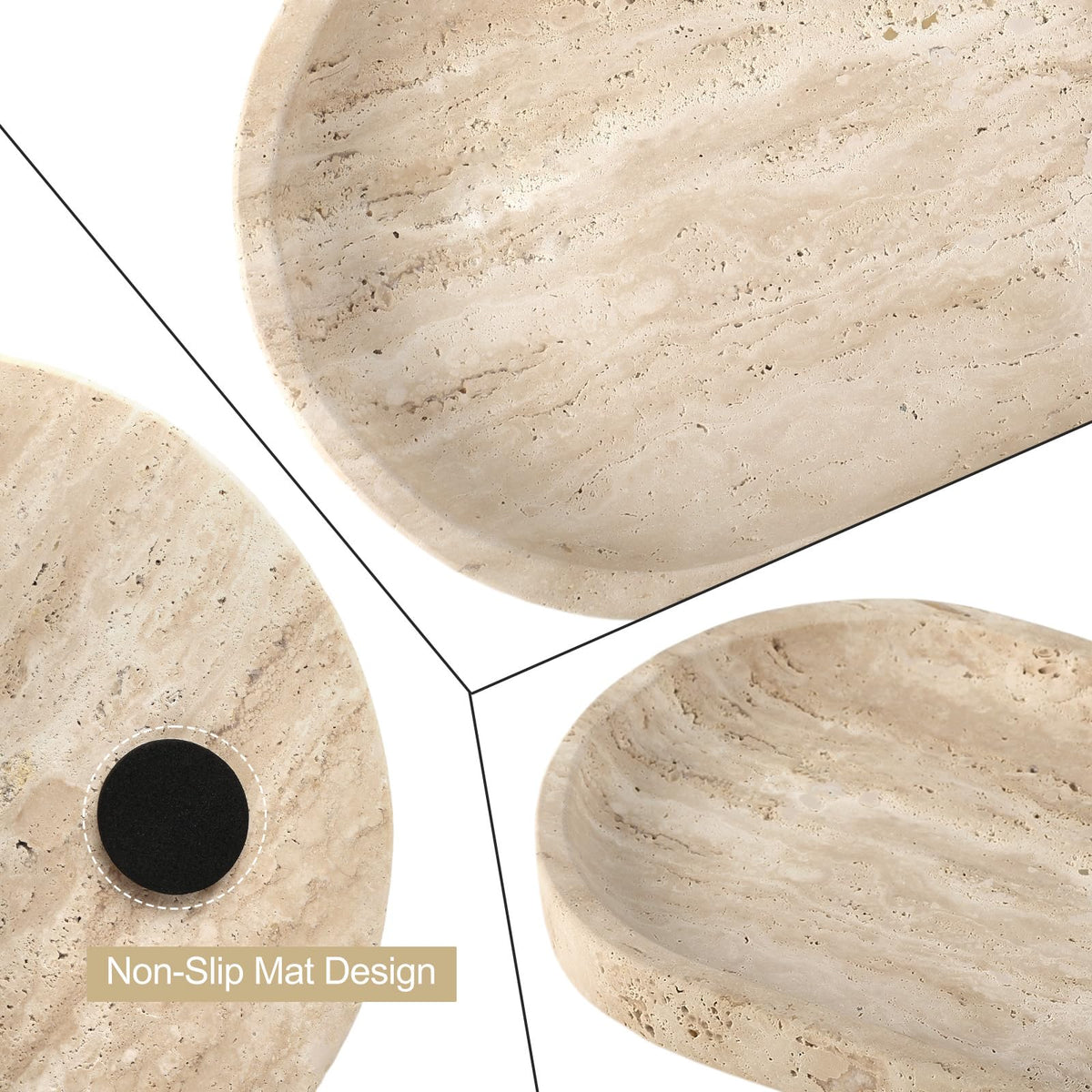 Koville travertine tray holds keys and remotes in living spaces