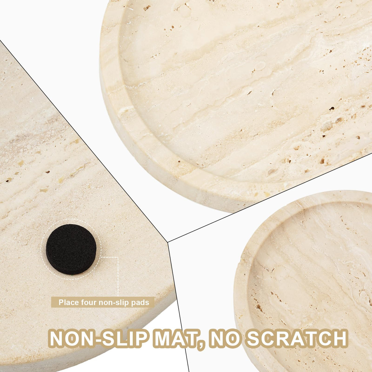 Koville Travertine Tray on countertop used as a catchall
