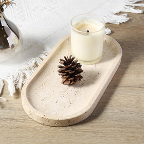 Koville travertine tray helps kitchen spice rack stay orderly