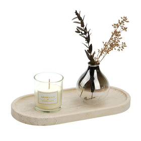 Koville Travertine Tray top view shows warm cream tones and pores