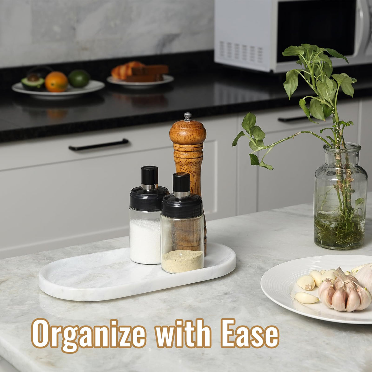 Koville decorative tray on an office desk organizing small items