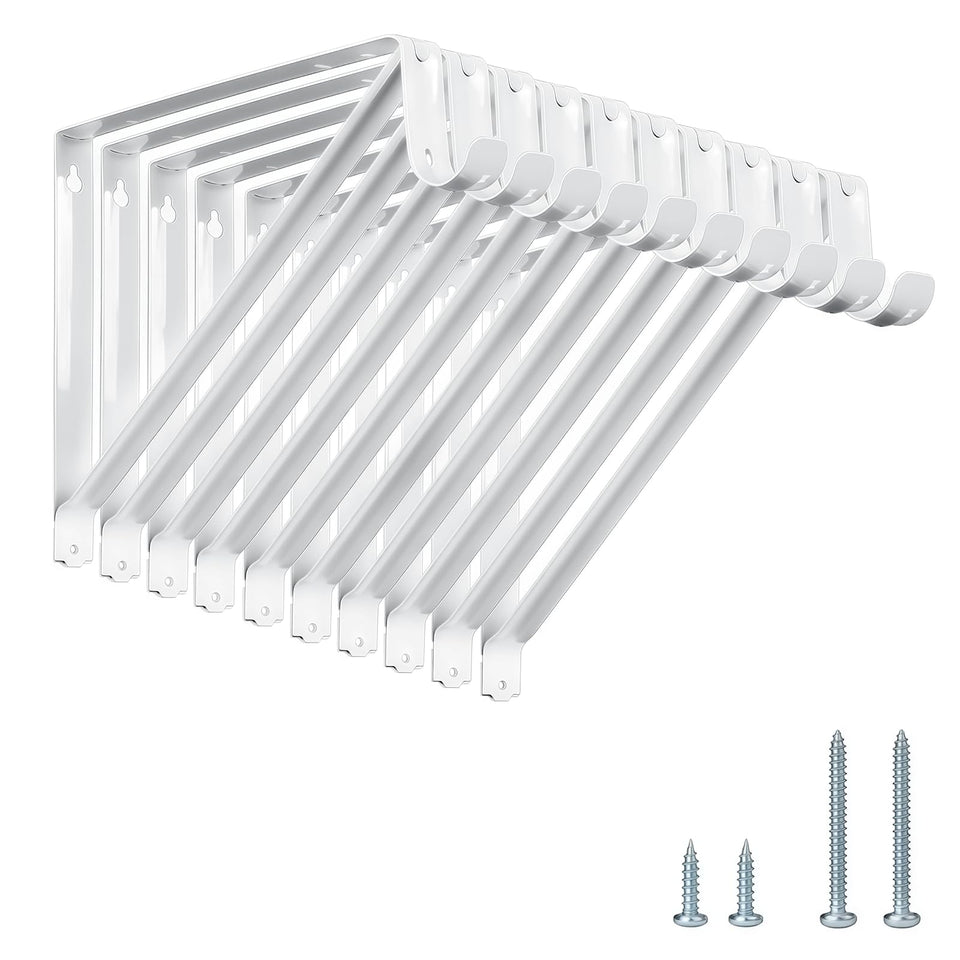 KOVOSCH 10-pack heavy-duty shelf brackets providing solid under-shelf support