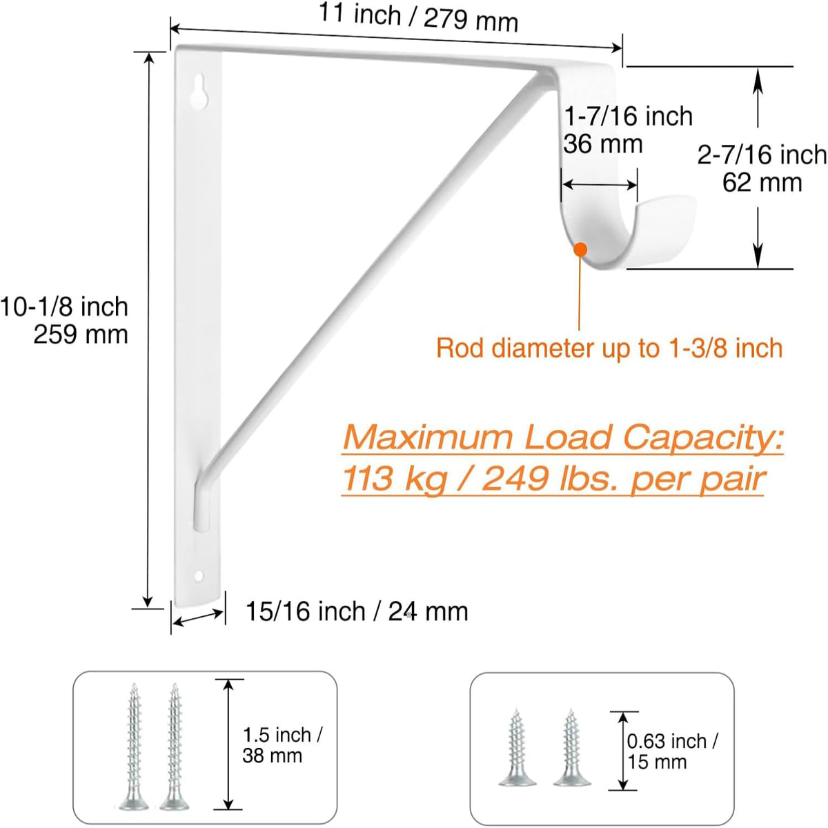 KOVOSCH white closet brackets wall mount for clean, durable storage.