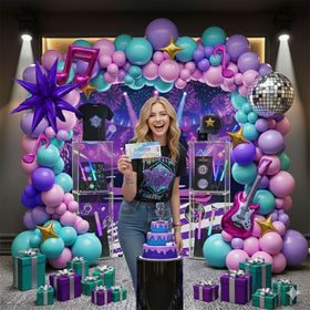 Kozee disco star foil balloons add shimmering focal points for energy.