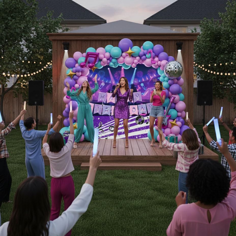 Kozee finished Hunter-themed balloon arch backdrop for photos.