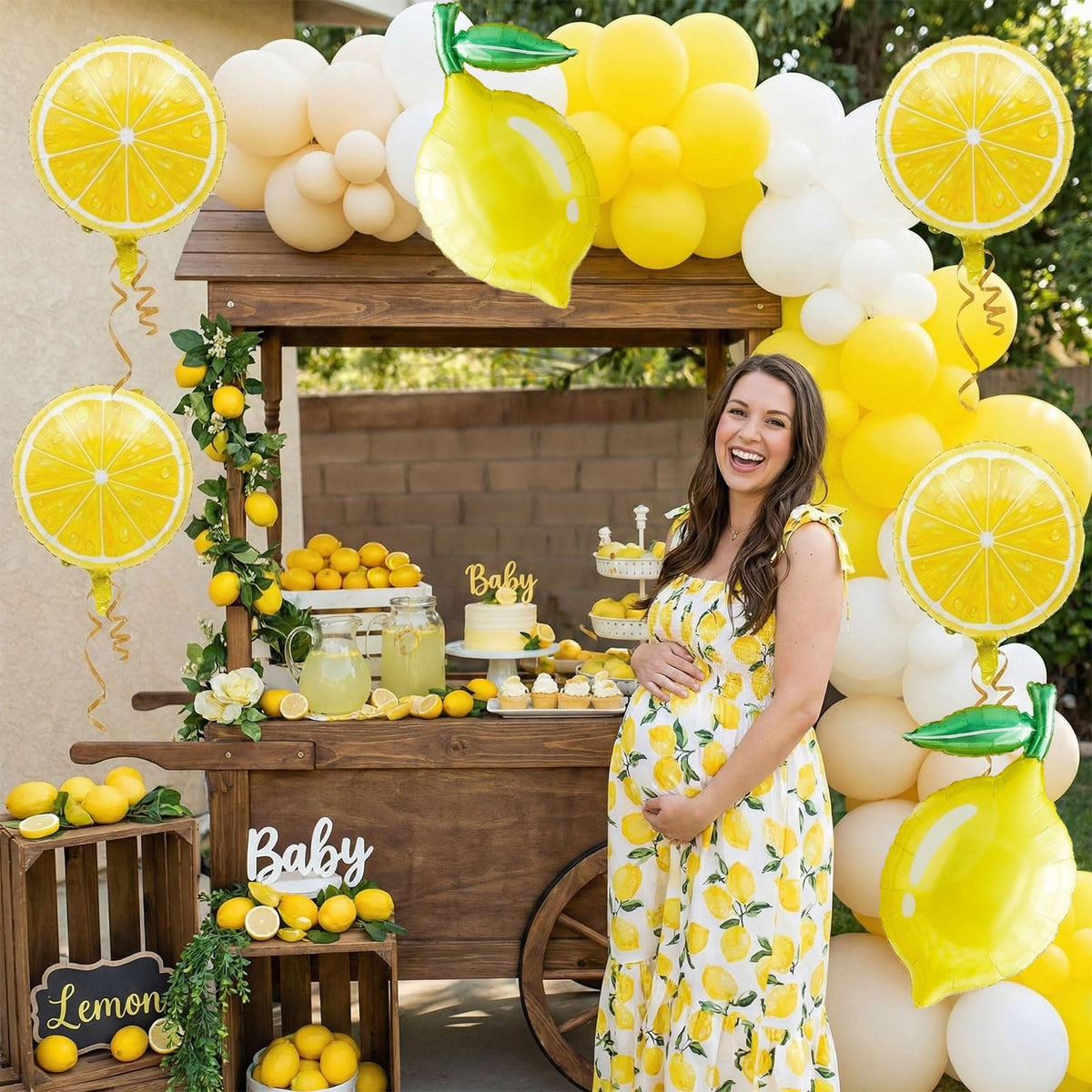 Kozee lemon slice balloon enhances milestone celebrations with citrus charm.