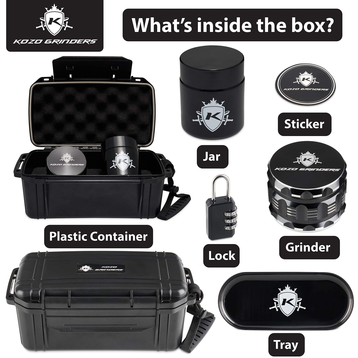 KOZO Premium Black Box tray shows organized compartments for easy access.