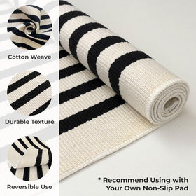 KOZYFLY beige stripe entryway rug resists sunlight while keeping colors vibrant.