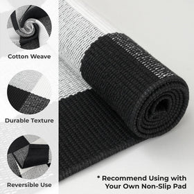 KOZYFLY black and white checkered rug close-up, versatile decor