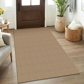 KOZYFLY Boho entryway rug front view with warm tones, inviting underfoot