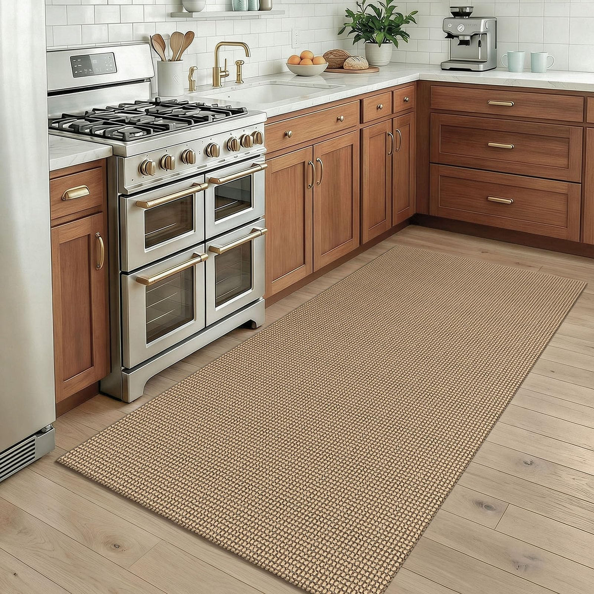 KOZYFLY Boho entryway rug texture close-up showing braided weave