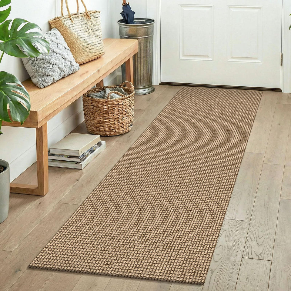 KOZYFLY Boho Runner in orange-beige tones for entryways, easy to clean